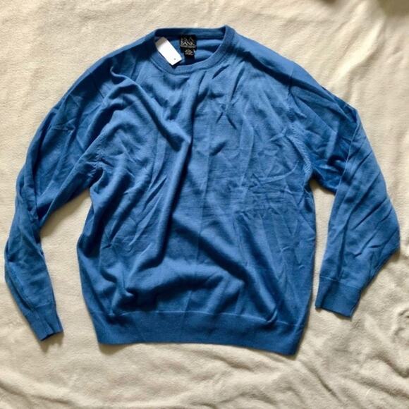 Jos A. Bank executive collection blue crewneck knit sweater | Sz L, NWT - Picture 2 of 6